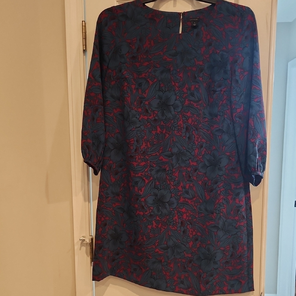 Floral Patterned Dress - Red and Blue